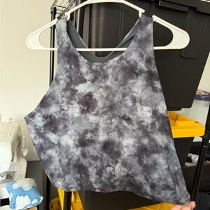 Athleta Black and Gray Tie-Dye Tank Top, no padding